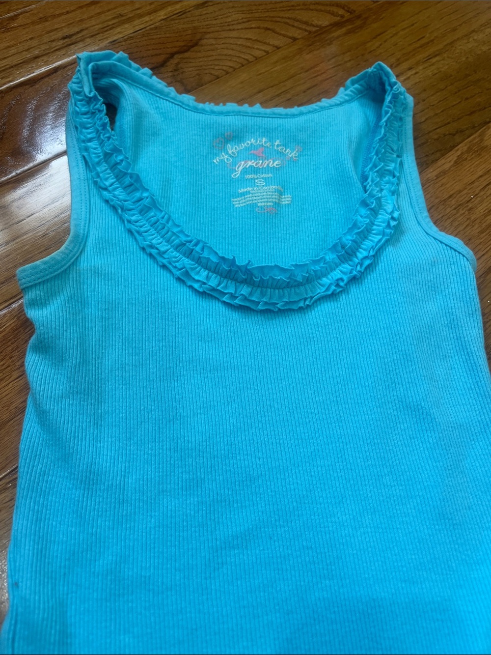 Grane Bright Turquoise Ribbed Ruffle-Trim Tank - Picture 3 of 4